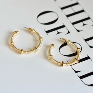 Gold Hoop Geometric Earrings Dainty Screw Style Art